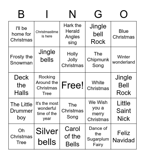 Christmas Song Bingo! Bingo Card