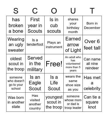 Troop 365 Christmas  Bingo Card