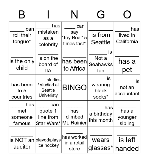 Human Bingo Card