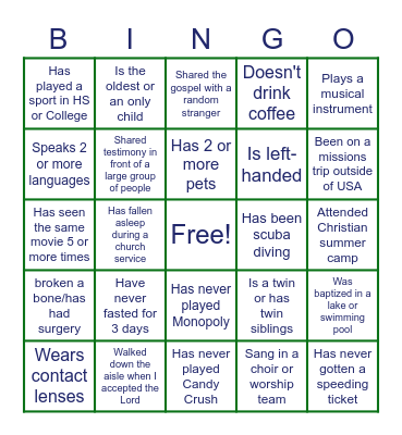 Ice Breaker Bingo Card