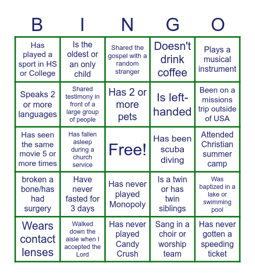 Ice Breaker Bingo Card