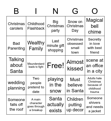 Christmas Movie Bingo Card