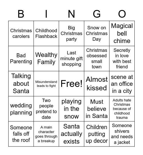 Christmas Movie Bingo Card