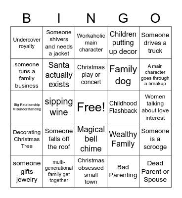 Christmas Movie Bingo Card