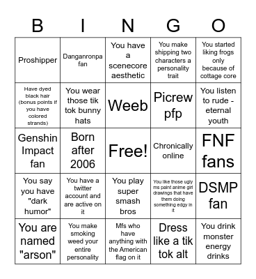 Red flag bingo Card