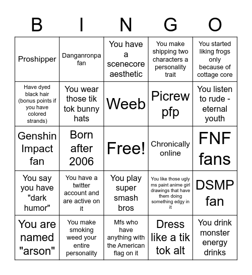 Red flag bingo Card