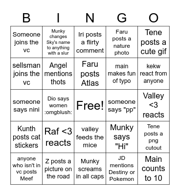 Main Bingo Card