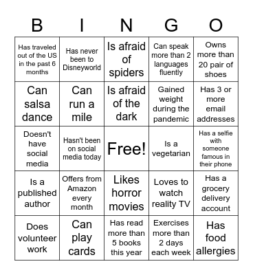 JW Women's Ministry - Getting to know you... Bingo Card