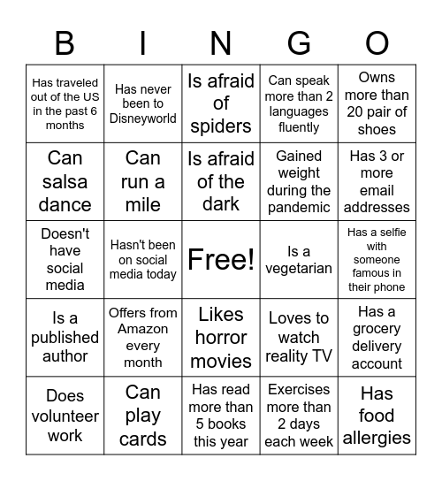 JW Women's Ministry - Getting to know you... Bingo Card