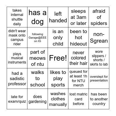 Escendo Bingo Card