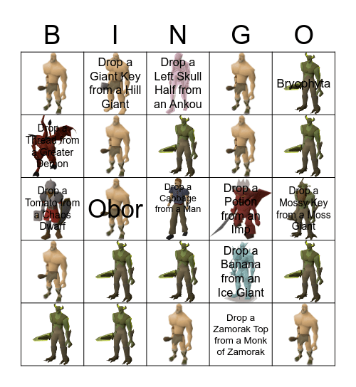 Monster Bingo Card