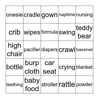 Welcome, Baby! Bingo Card