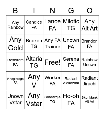 EASIEST SILVER TEMPEST BINGOO! Bingo Card