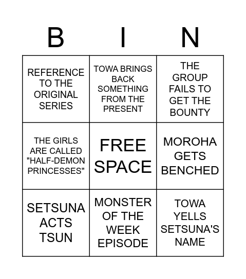 Yashahime Season 2 Bingo Card