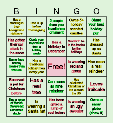 HOLIDAY BINGO! Bingo Card