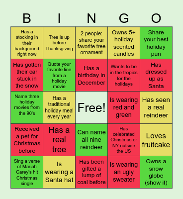 HOLIDAY BINGO! Bingo Card