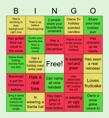 HOLIDAY BINGO! Bingo Card