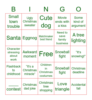 Christmas Movie Bingo Card