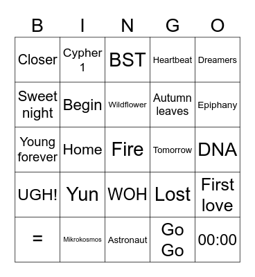 @inTAEliJINt_amy Bingo Card