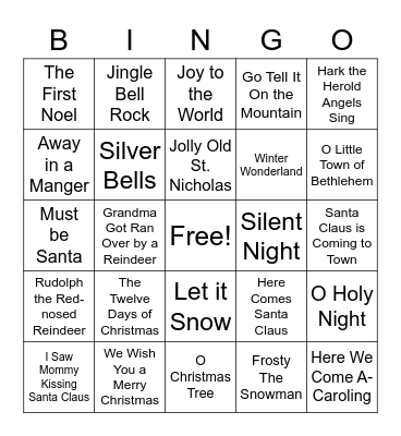Christmas Song Bingo Card