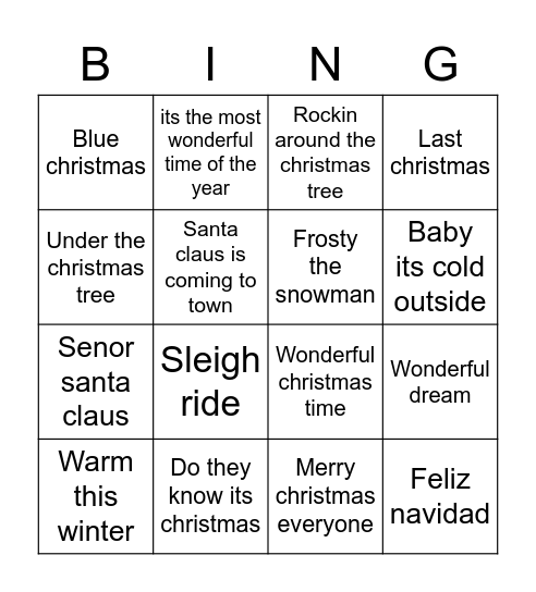 Christmas Bingo Card