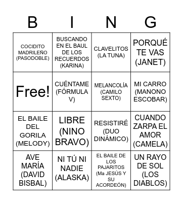 BINGO MUSICAL Bingo Card