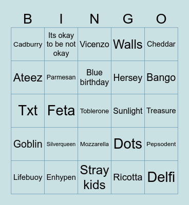 Ningie’s Bingo Card