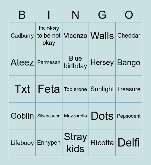 Ningie’s Bingo Card