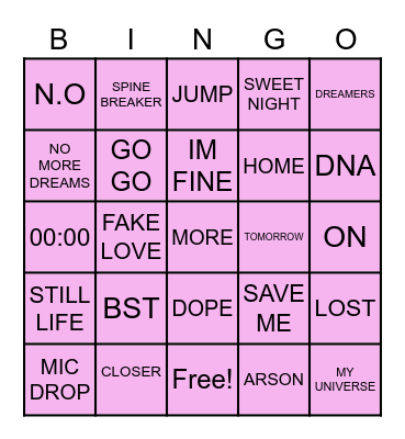 @maze_lyn Bingo Card