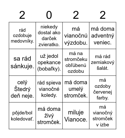 Nájdi niekoho kto... Bingo Card