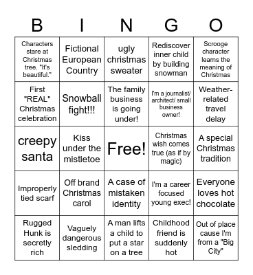 BAD (GREAT) CHRISTMAS MOVIE BINGO Card