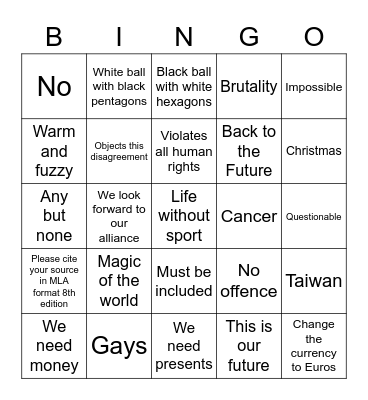 MUN Bingo Card