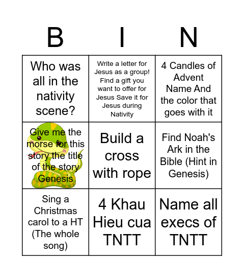 TNTT Christmas Special! Bingo Card