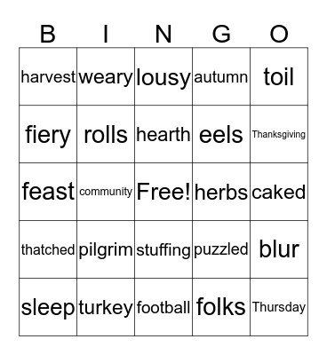 Thanksgiving on Thursday Bingo Card