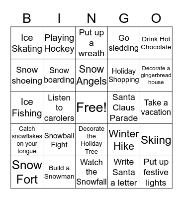 Winter Bingo Card