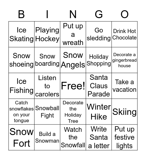 Winter Bingo Card