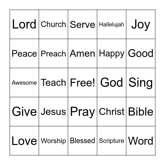Amen Bingo Card