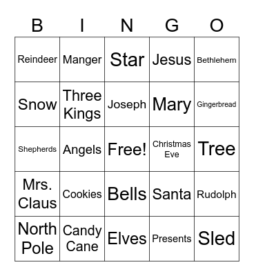 Merry Christmas Bingo Card