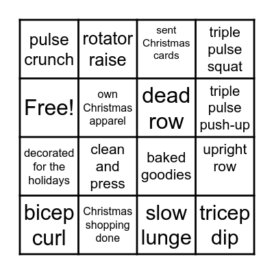Christmas Pump Bingo Card