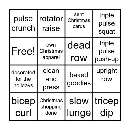 Christmas Pump Bingo Card