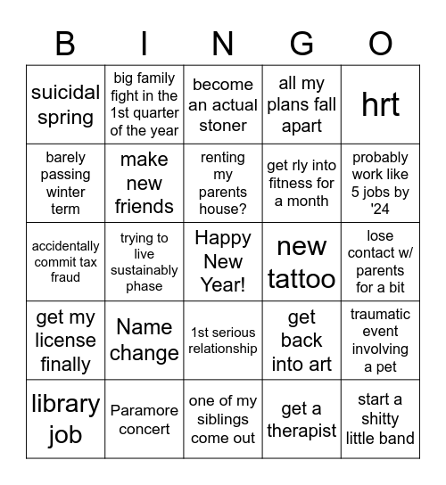 personal 2023 Bingo Card