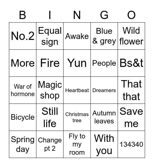 miniminizzLover 🐸💗 Bingo Card