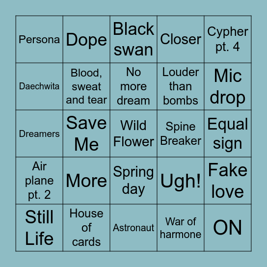 @Ot7fanForever Bingo Card