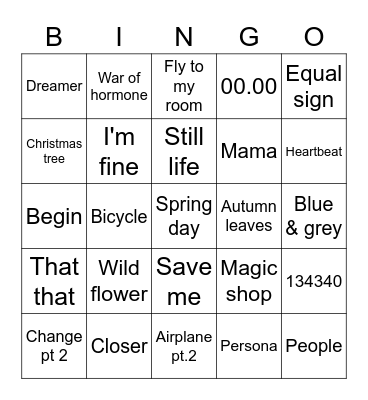 miniminizzLover 🐸💗 Bingo Card