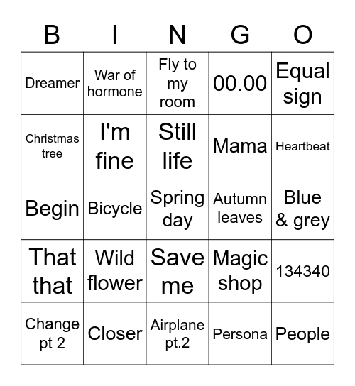 miniminizzLover 🐸💗 Bingo Card