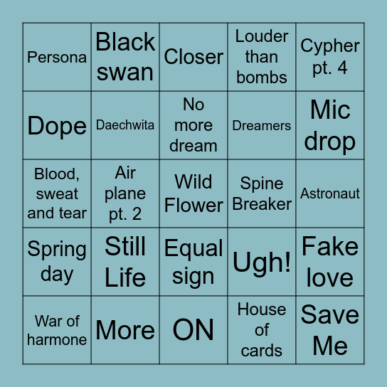 @Ot7fanForever Bingo Card