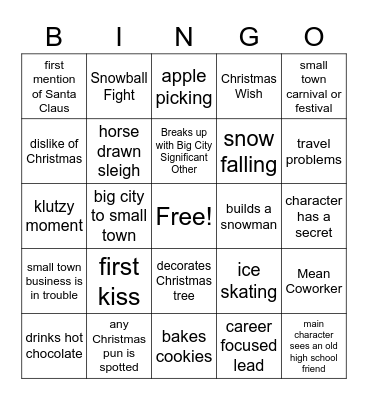 Hallmark *Christmas in July* Bingo Card