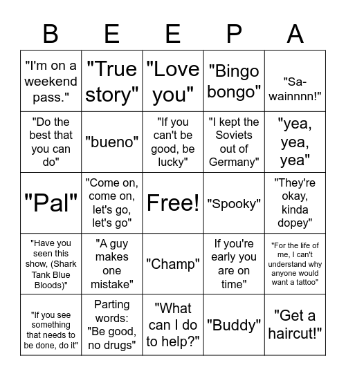 Bingo Bongo Bingo Card