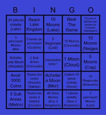 Super Mario Odyssey Challenges Bingo Card