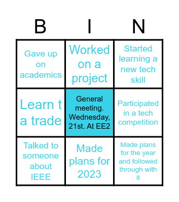 Institute of Electrical and Electronic Engineers Bingo Card